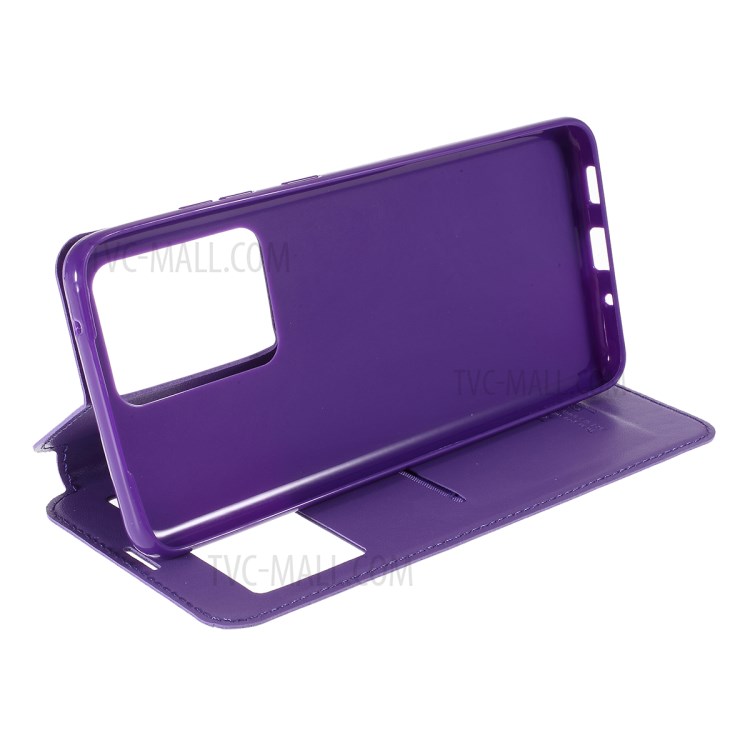 ROAR Noble View Window Stand Leather Cell Phone Cover for Samsung Galaxy S20 Ultra - Purple-6