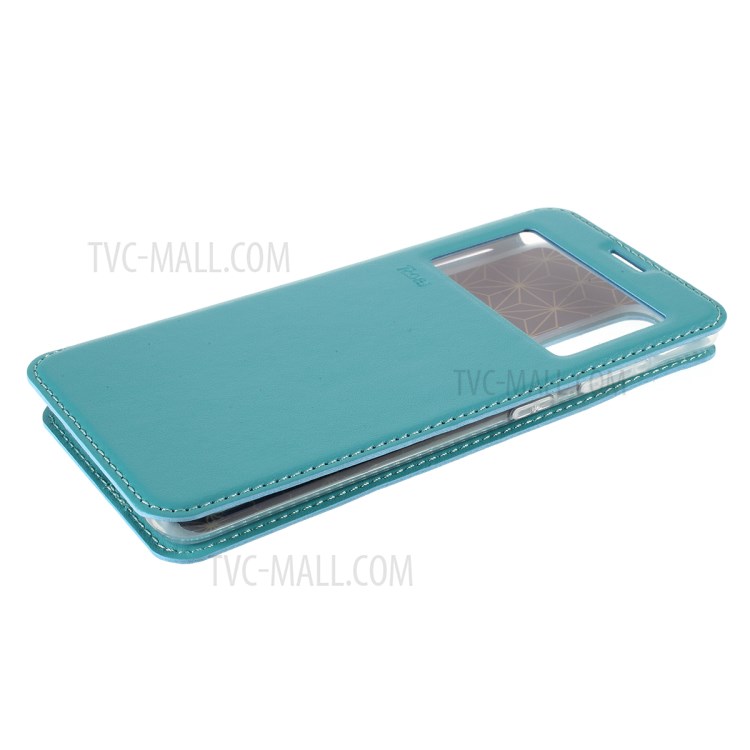 ROAR Noble View Window Stand Leather Cell Phone Shell for Samsung Galaxy S20 - Blue-4