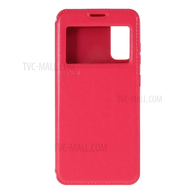 ROAR Noble View Window Stand Leather Cell Phone Shell for Samsung Galaxy S20 - Red-1