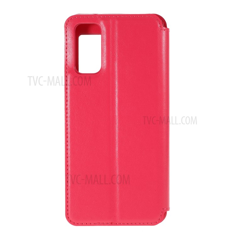 ROAR Noble View Window Stand Leather Cell Phone Shell for Samsung Galaxy S20 - Red-3