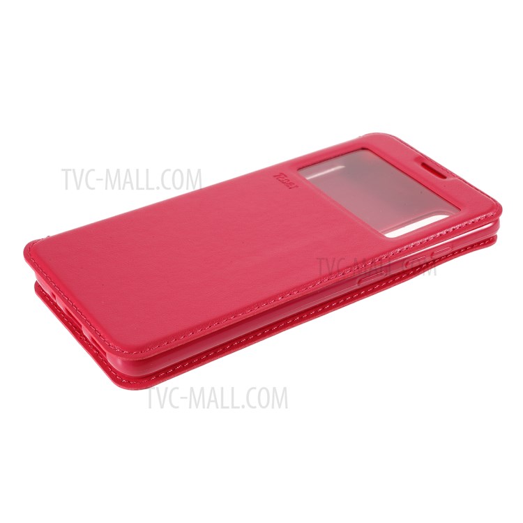 ROAR Noble View Window Stand Leather Cell Phone Shell for Samsung Galaxy S20 - Red-4