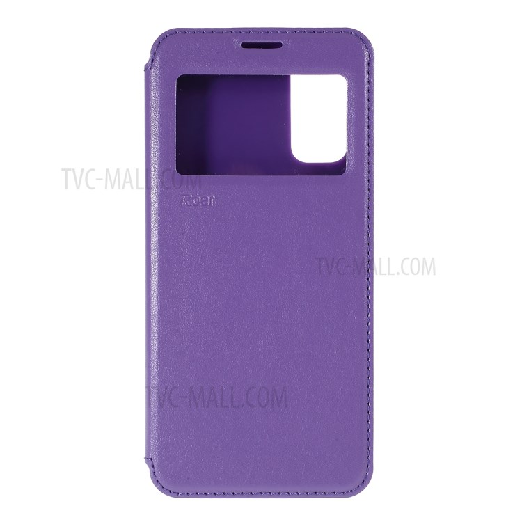 ROAR Noble View Window Stand Leather Cell Phone Shell for Samsung Galaxy S20 - Purple-1