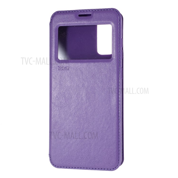 ROAR Noble View Window Stand Leather Cell Phone Shell for Samsung Galaxy S20 - Purple-2