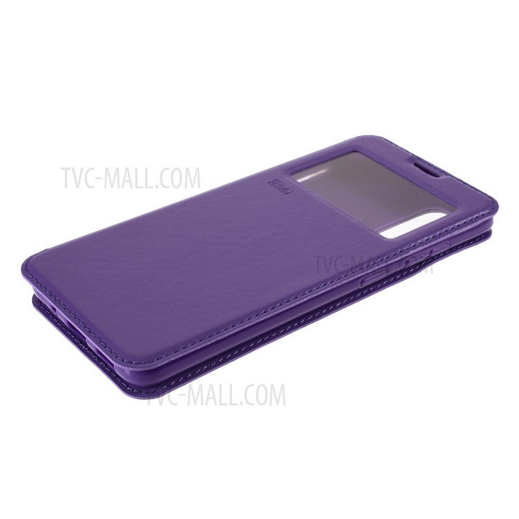 ROAR Noble View Window Stand Leather Cell Phone Shell for Samsung Galaxy S20 - Purple-4
