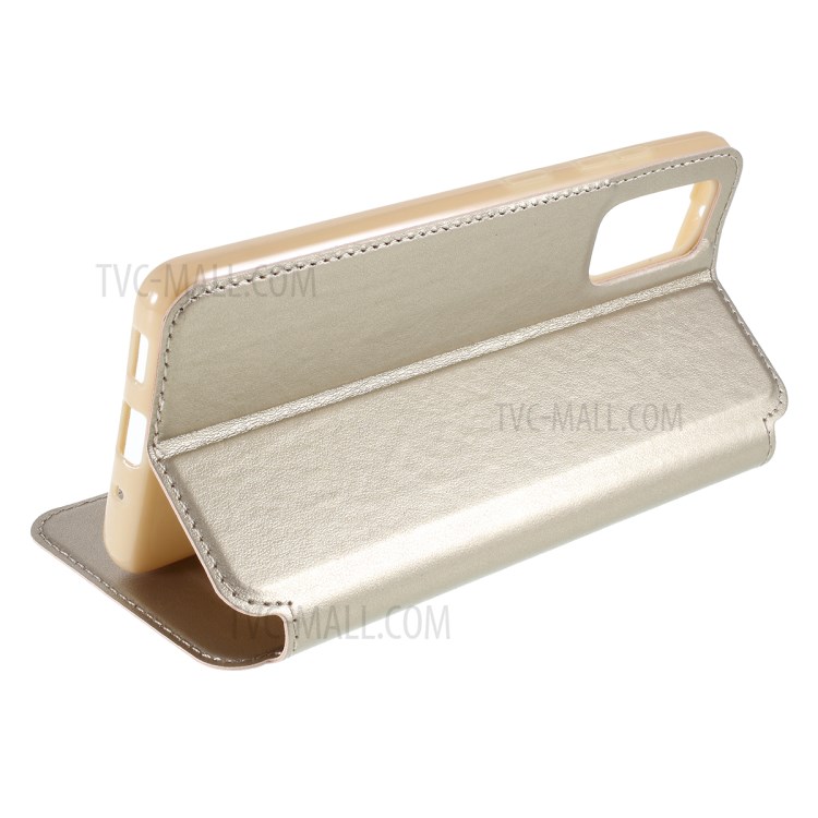 ROAR Noble View Window Stand Leather Cell Phone Shell for Samsung Galaxy S20 - Gold-6
