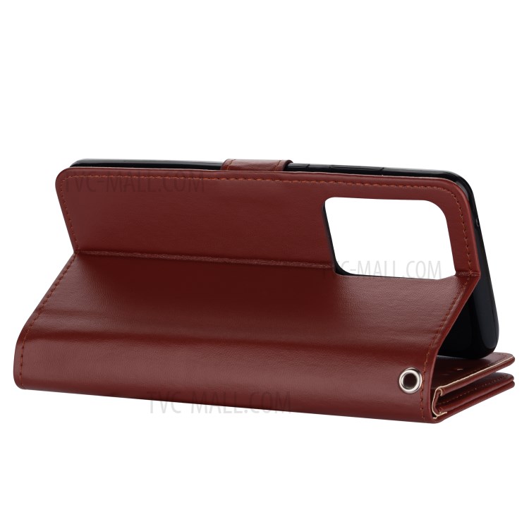 With 9 Card Slots Cell Phone Leather Case for Samsung Galaxy S20 Plus - Brown-8