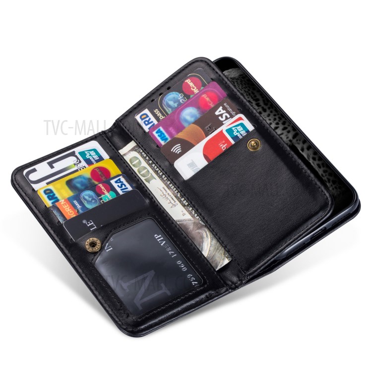 With 9 Card Slots Cell Phone Leather Case for Samsung Galaxy S20 Plus - Black-4