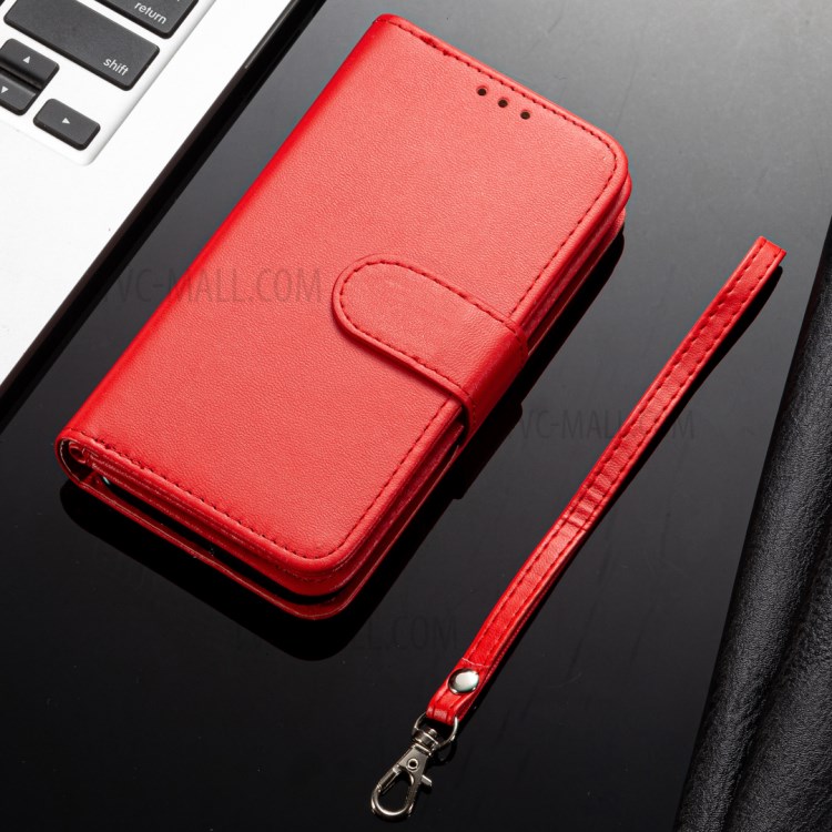 With 9 Card Slots Cell Phone Leather Case for Samsung Galaxy S20 Plus - Red-5
