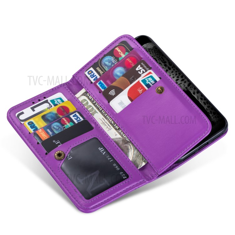 For Samsung Galaxy S20 Ultra Detachable 2-in-1 PU Leather Phone Case with 9 Card Slots - Purple-4