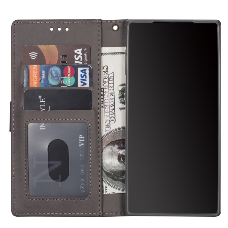 Zipper Pocket Leather with Wallet Shell for Samsung Galaxy S20 - Grey-6