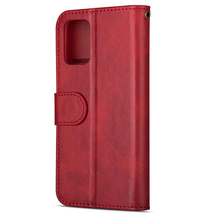 Zipper Pocket Leather with Wallet Shell for Samsung Galaxy S20 - Red-4
