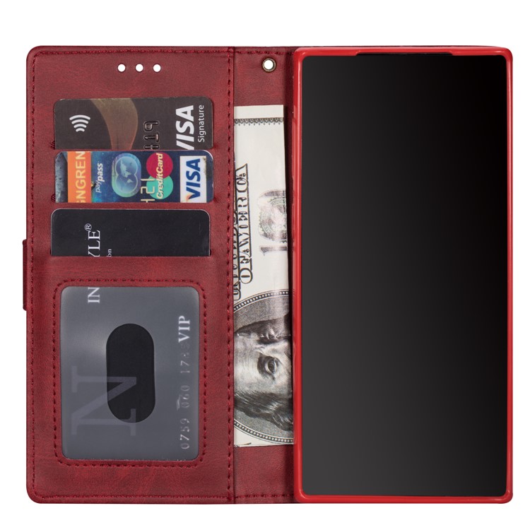 Zipper Pocket Leather with Wallet Shell for Samsung Galaxy S20 - Red-6