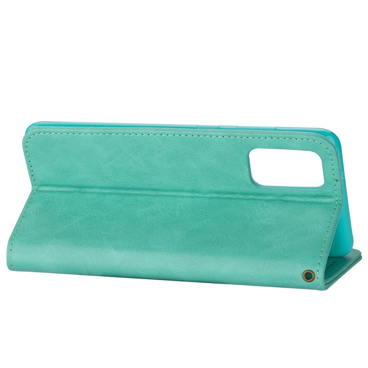 Zipper Pocket Leather with Wallet Shell for Samsung Galaxy S20 - Green-5