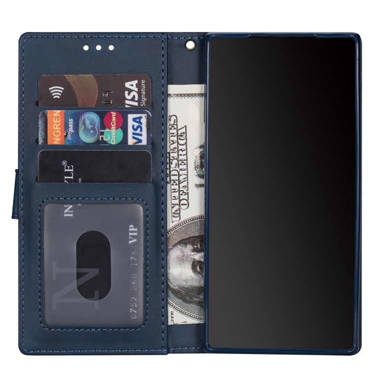 Zipper Pocket Leather with Wallet Shell for Samsung Galaxy S20 - Blue-6
