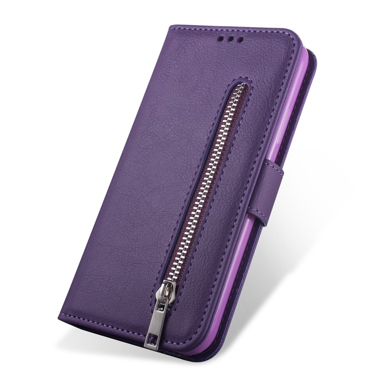 Zipper Pocket Leather with Wallet Shell for Samsung Galaxy S20 4G/S20 5G - Purple-2