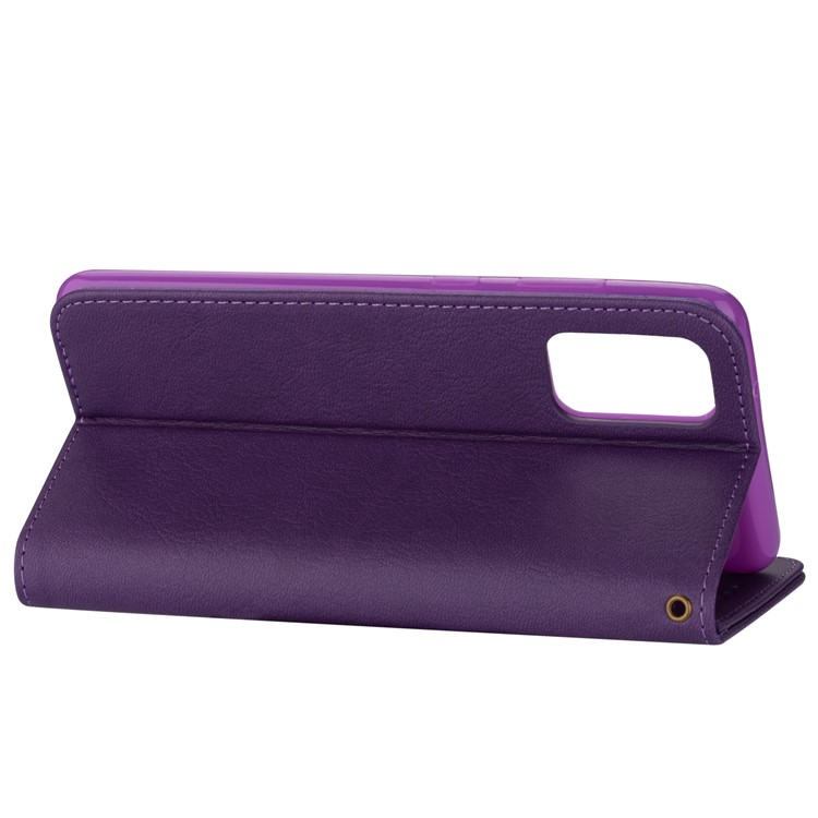 Zipper Pocket Leather with Wallet Shell for Samsung Galaxy S20 - Purple-5
