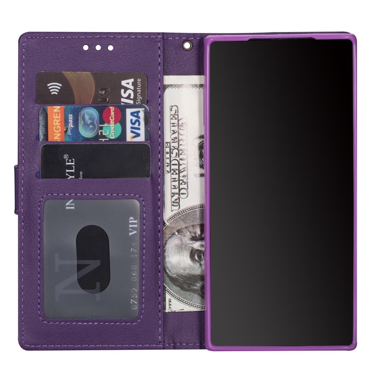 Zipper Pocket Leather with Wallet Shell for Samsung Galaxy S20 - Purple-6