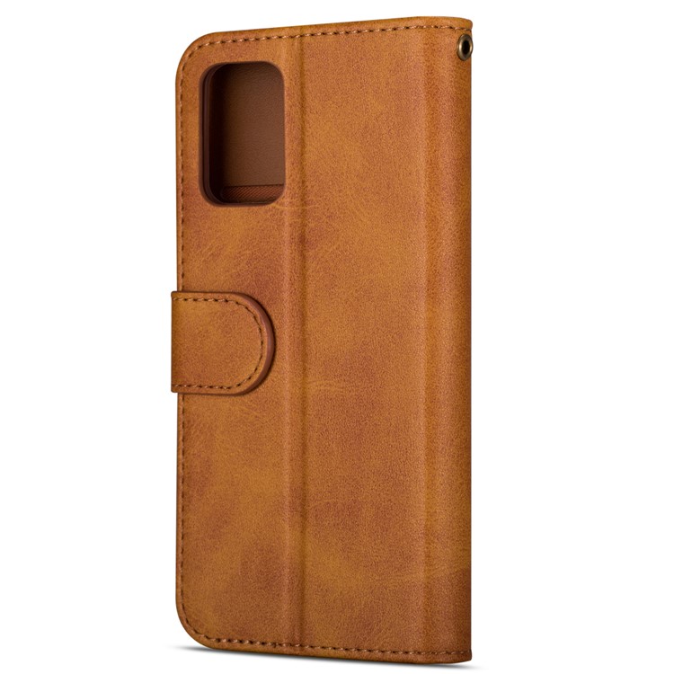 Zipper Pocket Leather with Wallet Shell for Samsung Galaxy S20 - Brown-4