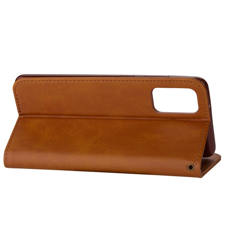 Zipper Pocket Leather with Wallet Shell for Samsung Galaxy S20 - Brown-5