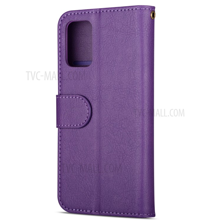 Zipper Pocket Leather Wallet Phone Shell for Samsung Galaxy S20 Ultra - Purple-5