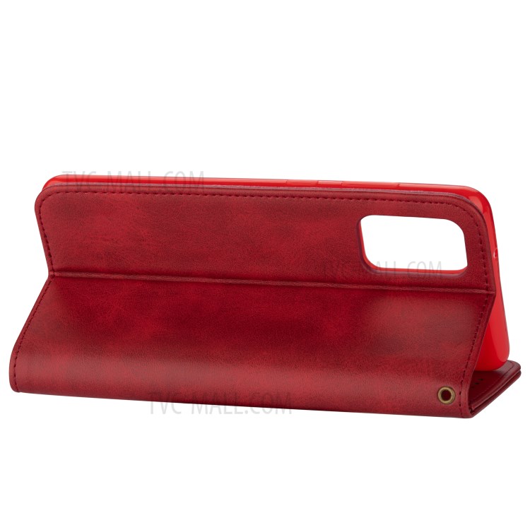 Zipper Pocket Leather Wallet Phone Shell for Samsung Galaxy S20 Ultra - Red-5