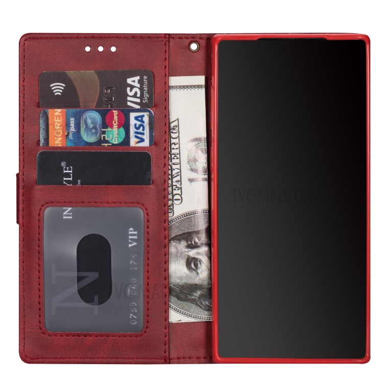 Zipper Pocket Leather Wallet Phone Shell for Samsung Galaxy S20 Ultra - Red-6