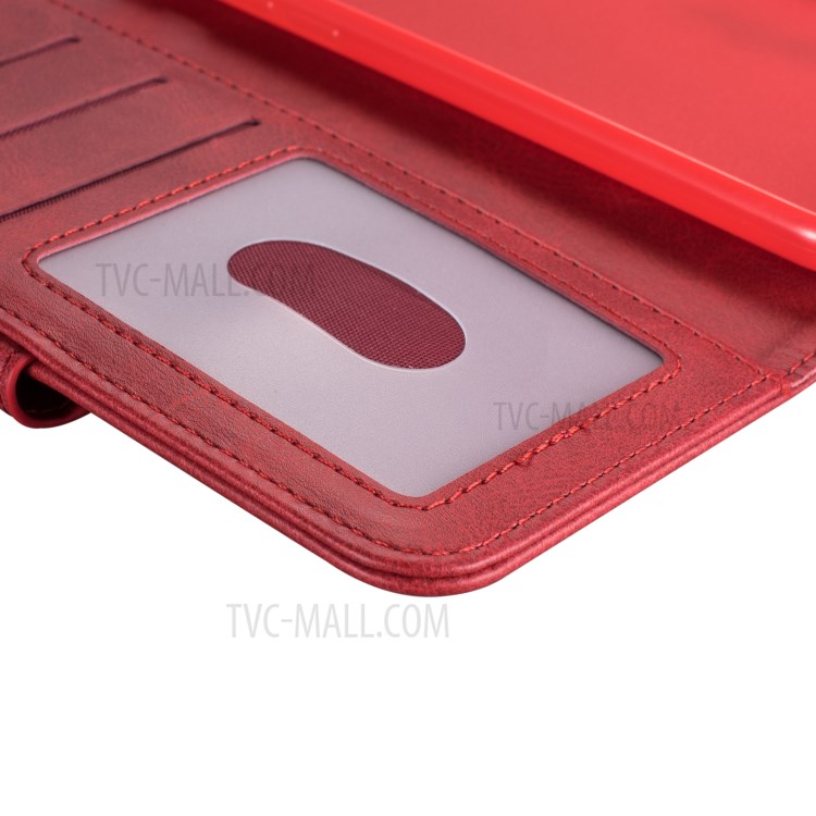 Zipper Pocket Leather Wallet Phone Shell for Samsung Galaxy S20 Ultra - Red-7