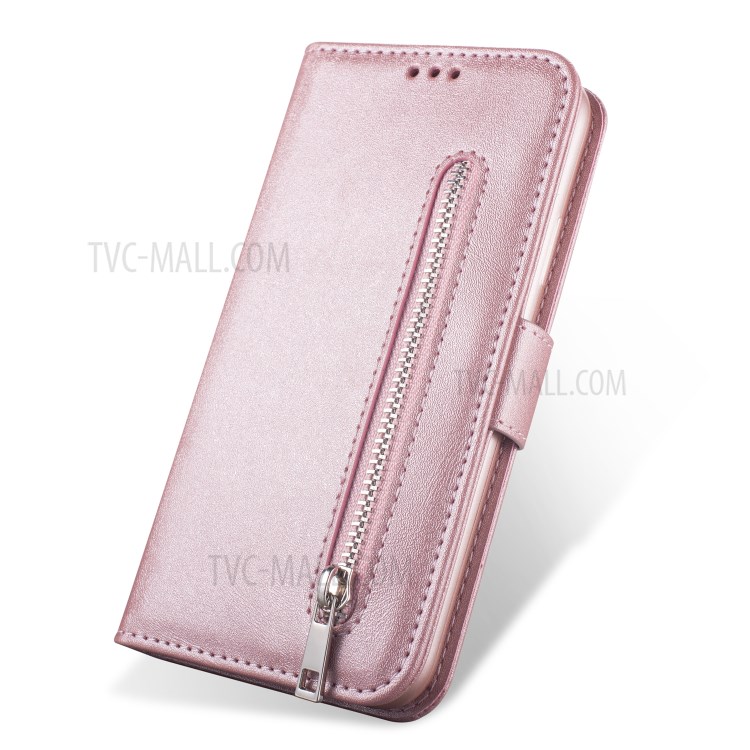 Zipper Pocket Leather Wallet Phone Shell for Samsung Galaxy S20 Ultra - Rose Gold-2
