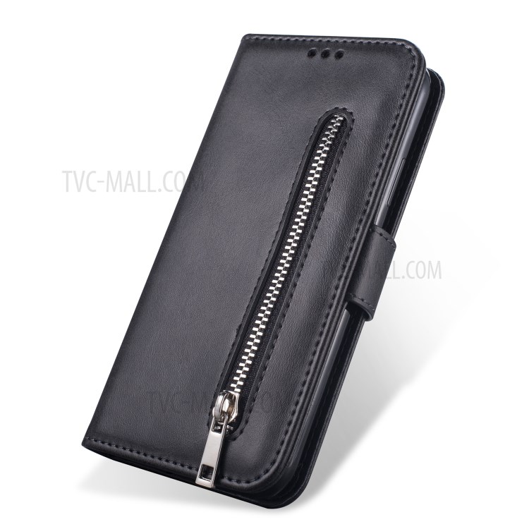Zipper Pocket Leather Wallet Phone Shell for Samsung Galaxy S20 Ultra - Black-2