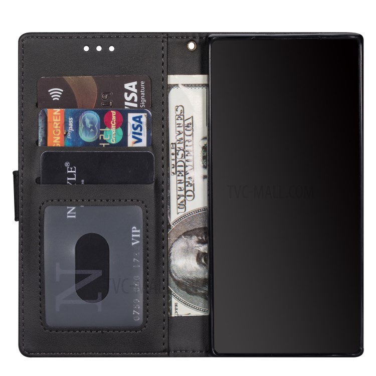Zipper Pocket Leather Wallet Phone Shell for Samsung Galaxy S20 Ultra - Black-6