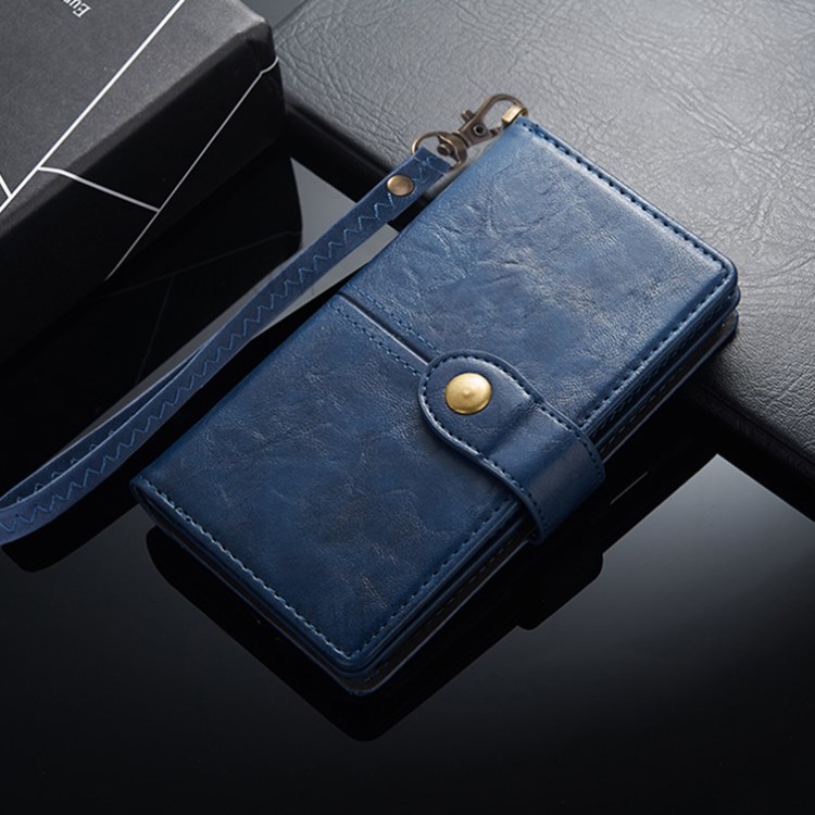 Retro Metal Buckle Wallet Stand Leather Case for Samsung Galaxy S20 Plus - Blue-4