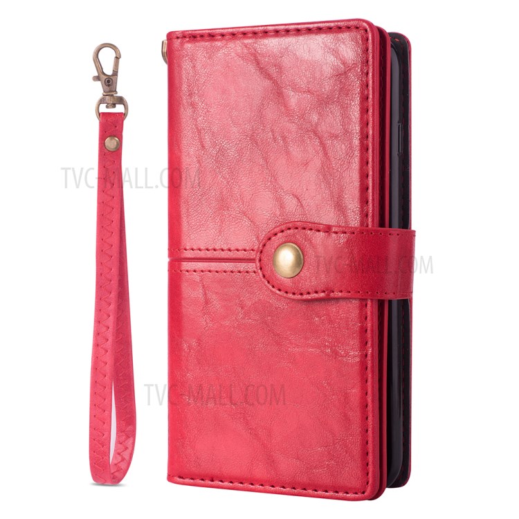 Retro Metal Buckle Wallet Stand Leather Case for Samsung Galaxy S20 Plus - Red-3