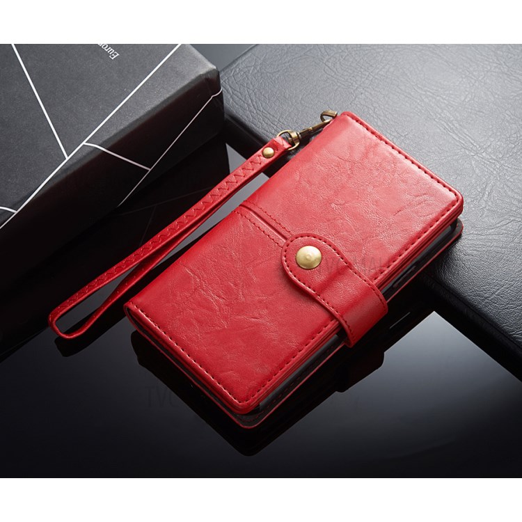 Retro Metal Buckle Wallet Stand Leather Case for Samsung Galaxy S20 Plus - Red-4