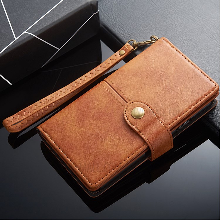 Porte-monnaie Boucle En Métal Rétro Support Étui En Cuir Pour Samsung Galaxy S S20 Plus / S11 - Marron-4