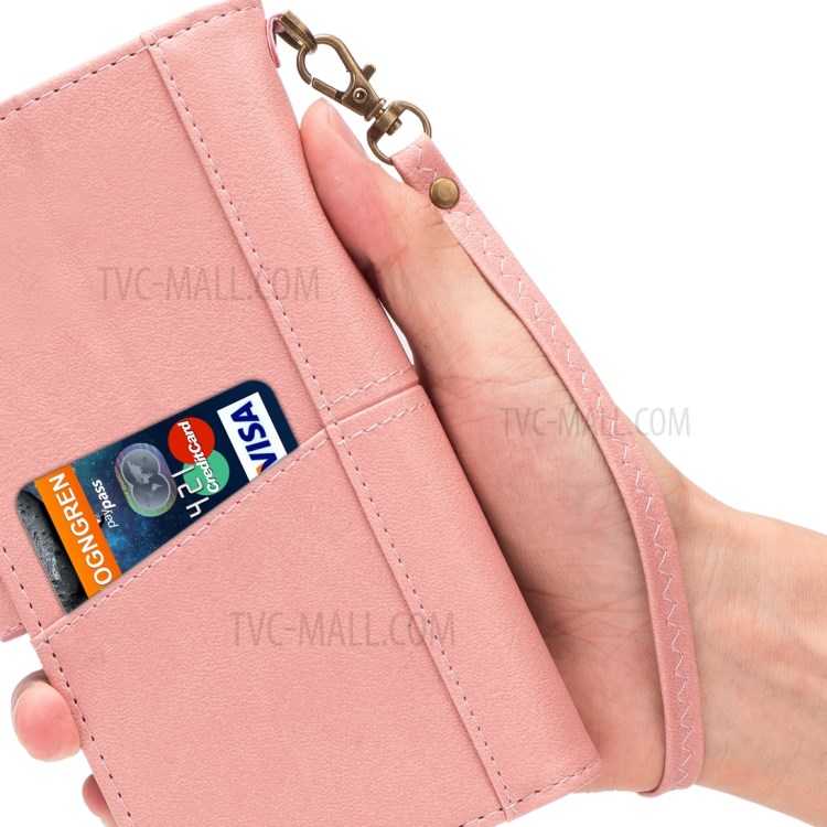 Retro Wallet Leather Stand Mobile Phone Cover for Samsung Galaxy S20 - Pink-2