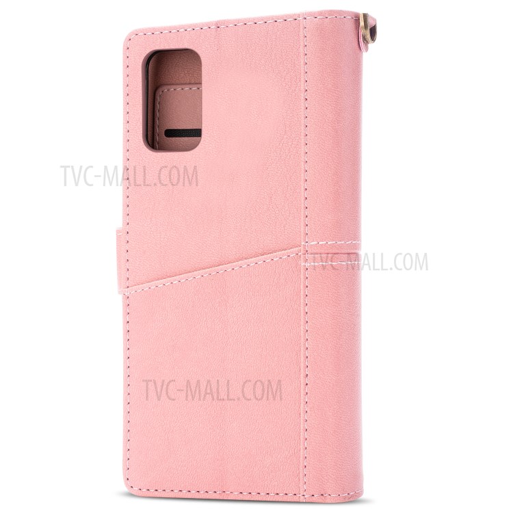 Retro Wallet Leather Stand Mobile Phone Cover for Samsung Galaxy S20 - Pink-4
