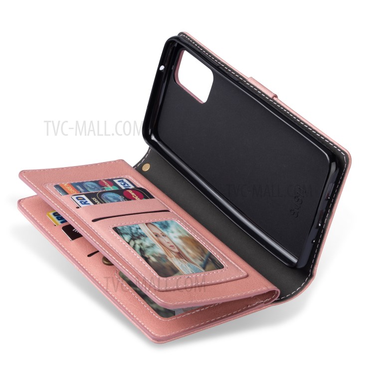 Retro Wallet Leather Stand Mobile Phone Cover for Samsung Galaxy S20 - Pink-7