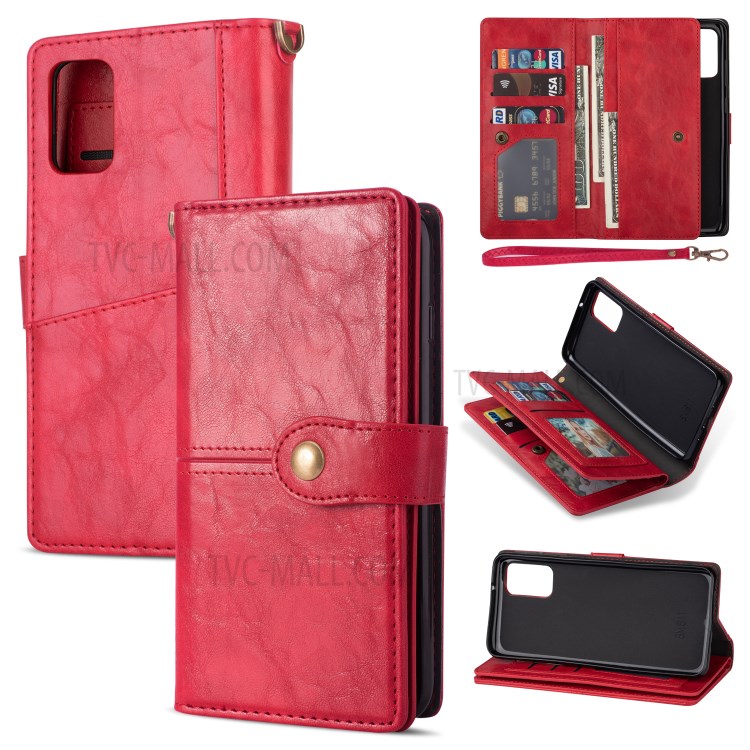 Retro Wallet Leather Stand Mobile Phone Cover for Samsung Galaxy S20 - Red-1