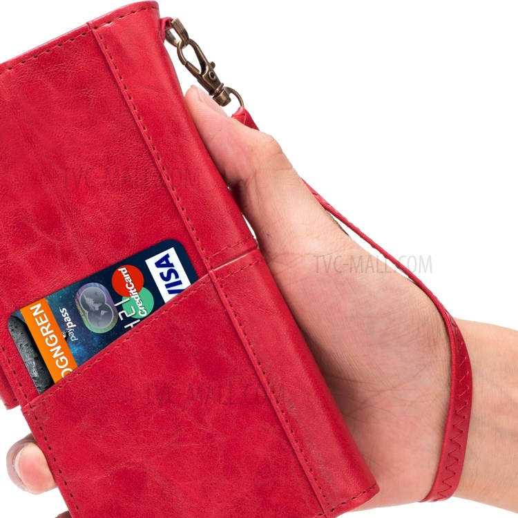 Retro Wallet Leather Stand Mobile Phone Cover for Samsung Galaxy S20 - Red-2