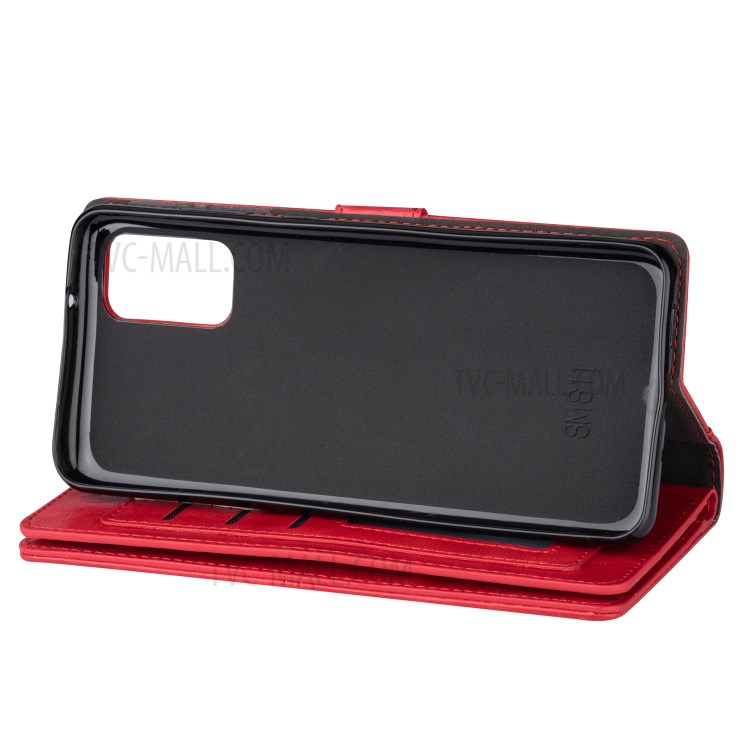 Retro Wallet Leather Stand Mobile Phone Cover for Samsung Galaxy S20 - Red-6