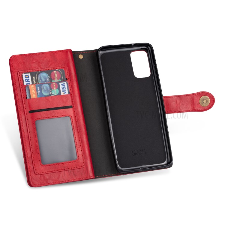 Retro Wallet Leather Stand Mobile Phone Cover for Samsung Galaxy S20 - Red-8
