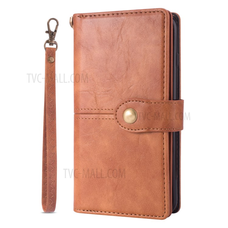 Retro Wallet Leather Stand Mobile Phone Cover for Samsung Galaxy S20 - Brown-3