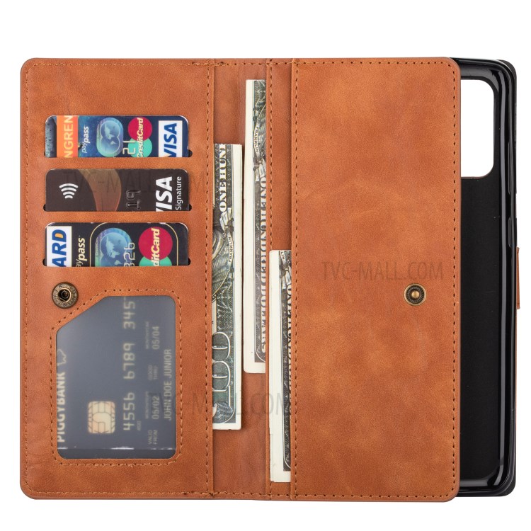 Retro Wallet Leather Stand Mobile Phone Cover for Samsung Galaxy S20 - Brown-5