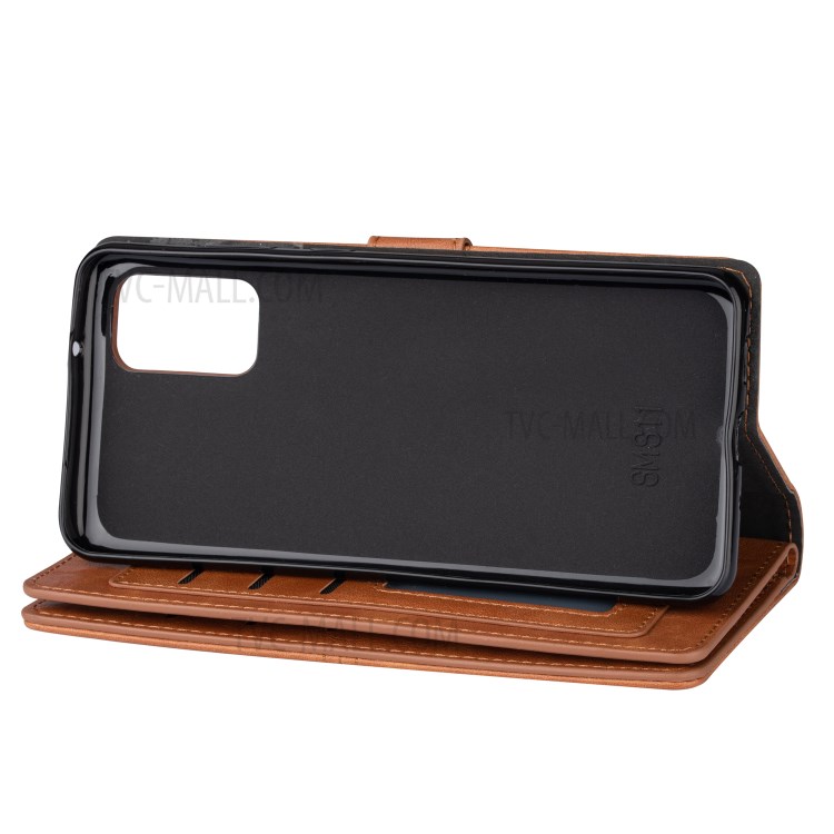 Retro Wallet Leather Stand Mobile Phone Cover for Samsung Galaxy S20 - Brown-6