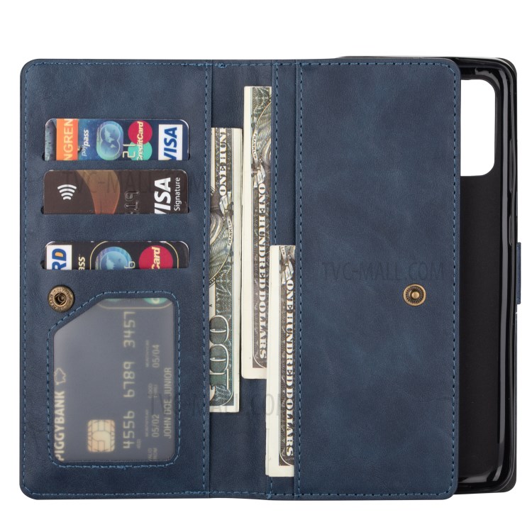 Retro Card Slots Money Pocket Leather Shell for Samsung Galaxy S20 Ultra - Blue-4
