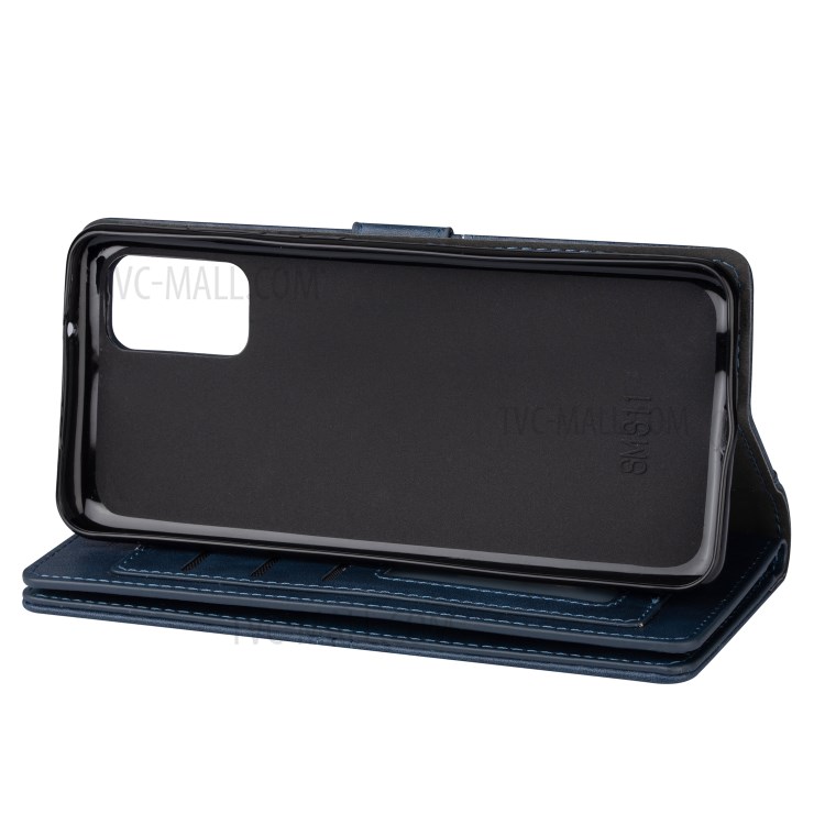 Retro Card Slots Money Pocket Leather Shell for Samsung Galaxy S20 Ultra - Blue-5