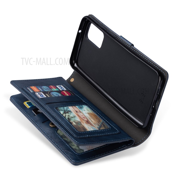 Retro Card Slots Money Pocket Leather Shell for Samsung Galaxy S20 Ultra - Blue-6