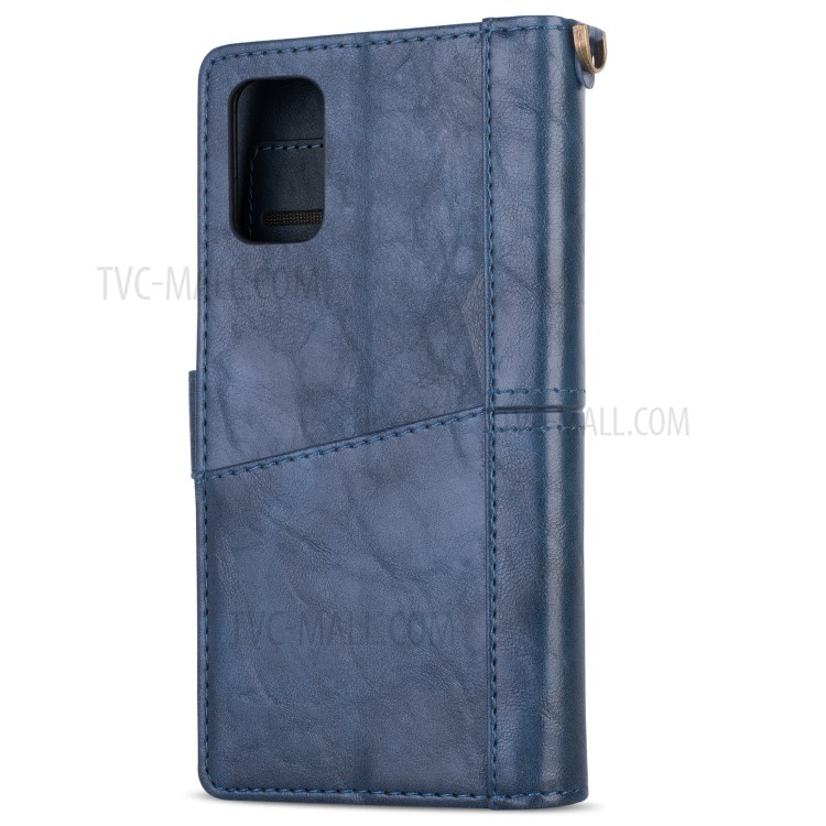 Retro Card Slots Money Pocket Leather Shell for Samsung Galaxy S20 Ultra - Blue-8