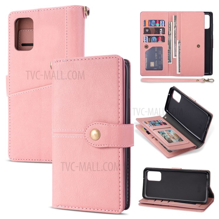 Retro Card Slots Money Pocket Leather Shell for Samsung Galaxy S20 Ultra - Pink-1