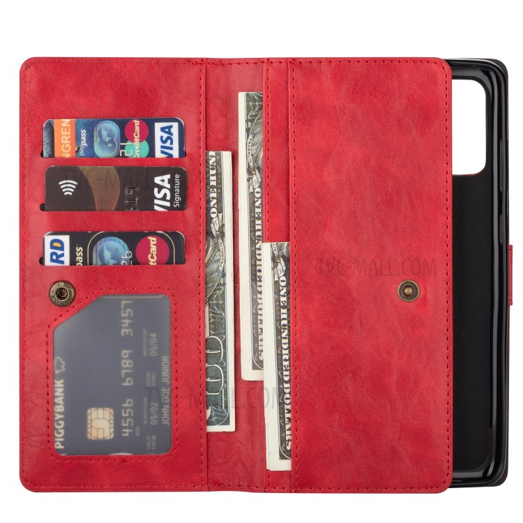 Emplacements Pour Cartes Rétro Coquille En Cuir Argent De Poche Pour Samsung Galaxy S S20 Ultra / S11, Plus - Rouge-5